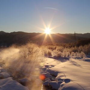 【1月】早朝の松川とご来光