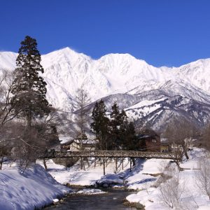 【1月】冬の大出の吊橋と白馬三山