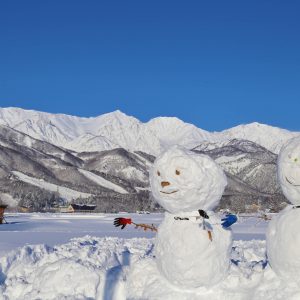 【1月】北アルプスと雪だるま